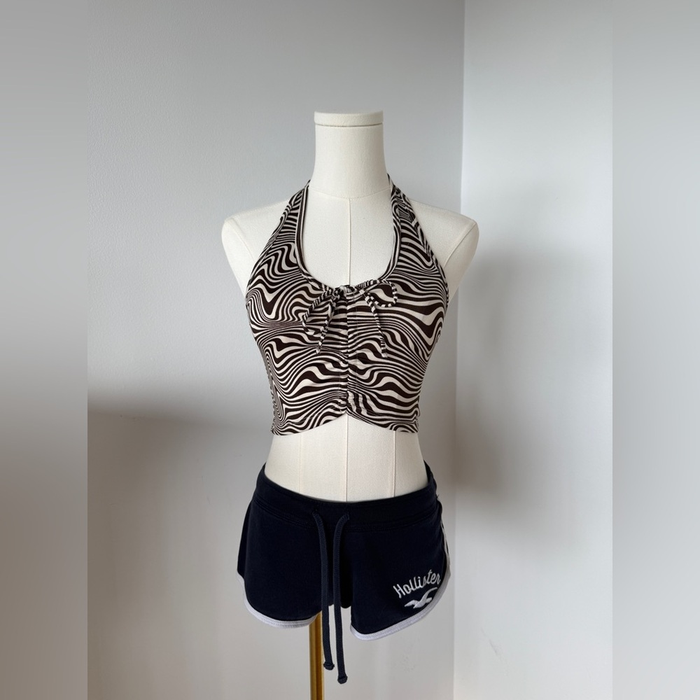 Zebra Print Halter Crop Top from Dynamite — XS